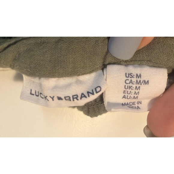 Boho Cottagecore Peasant Lucky Brand A-Line Dress Olive Green M - Picture 8 of 9